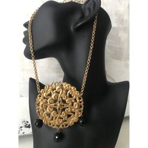 Evran Rose Filagree Gold Statement Necklace